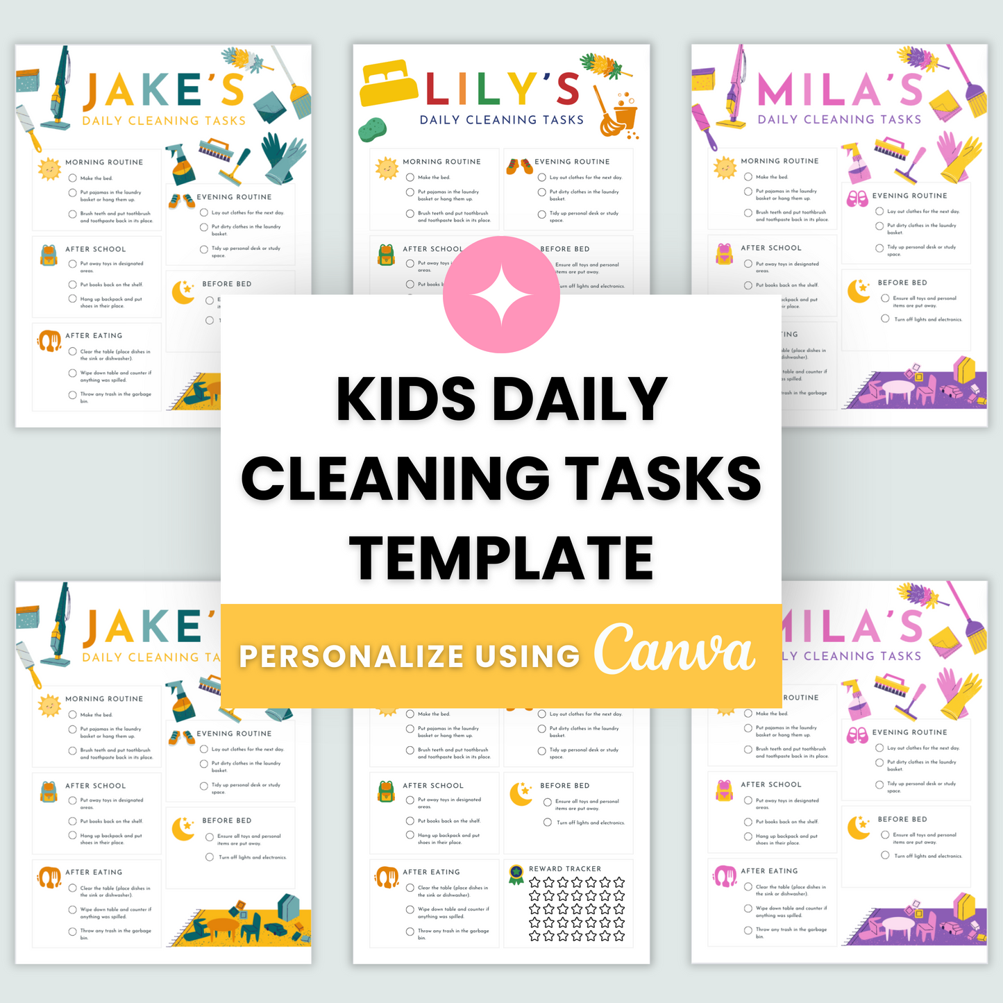 Kids Daily Cleaning Tasks Template