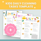 Kids Daily Cleaning Tasks Template