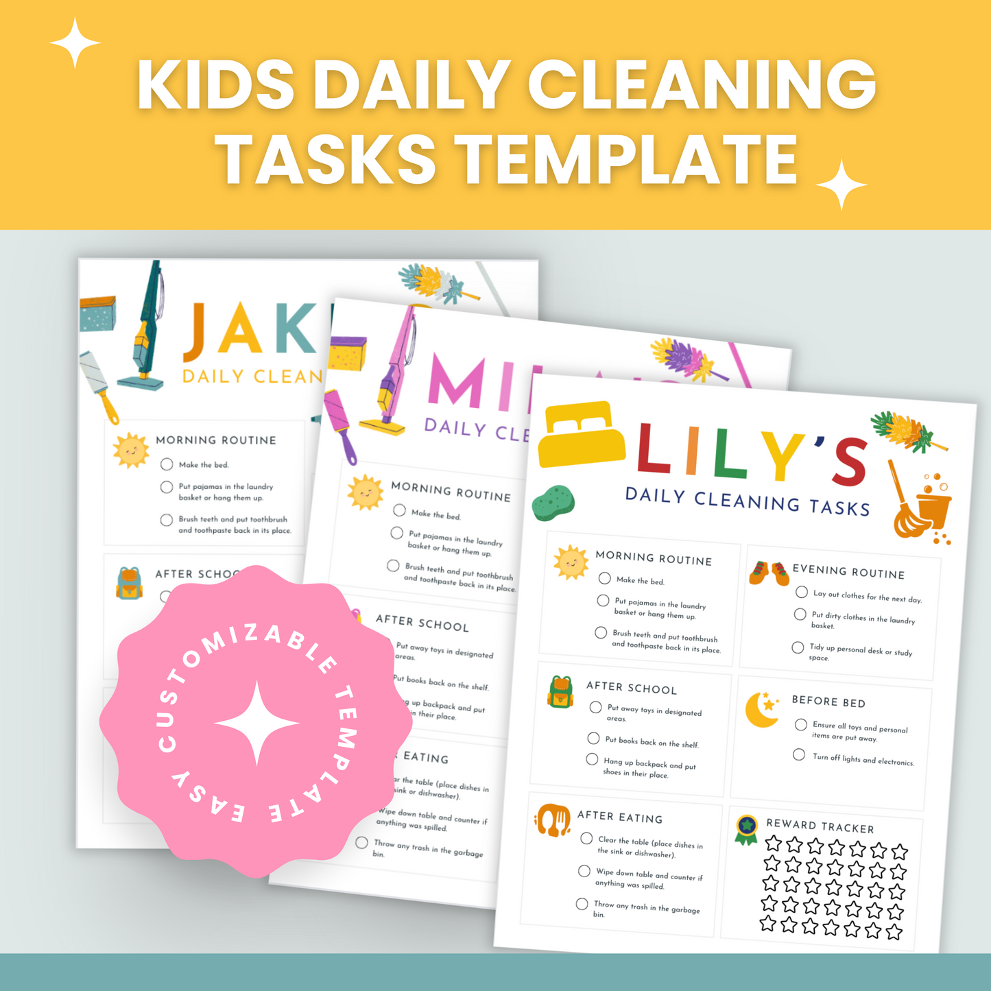 Kids Daily Cleaning Tasks Template